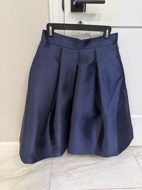 Eliza J Navy Box-Pleat A-Line Skirt